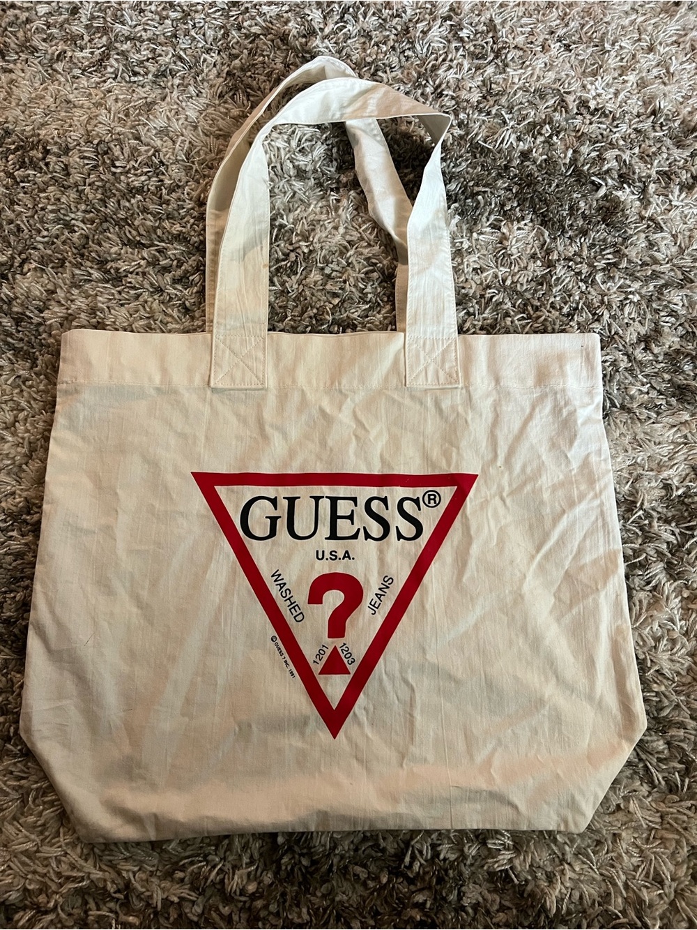 Vintage 1991 Guess Georges Marciano Logo Canvas Tote Bag